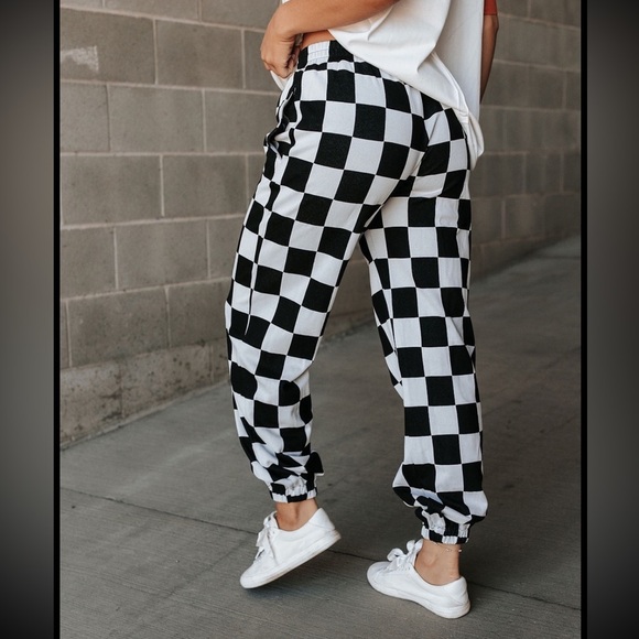 Ampersand Ave Checkered Joggers Black Jack - Picture 4 of 6